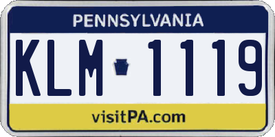 PA license plate KLM1119