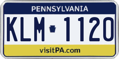 PA license plate KLM1120