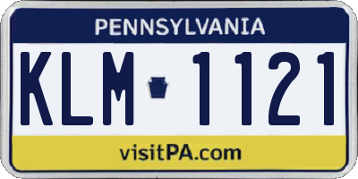 PA license plate KLM1121