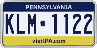 PA license plate KLM1122