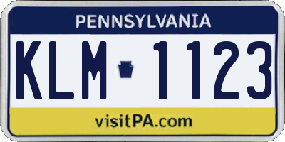 PA license plate KLM1123