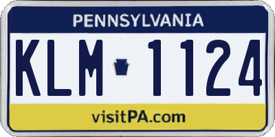 PA license plate KLM1124
