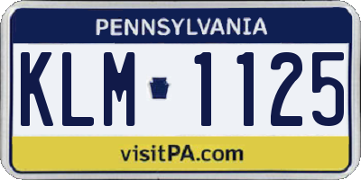 PA license plate KLM1125