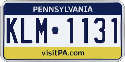 PA license plate KLM1131