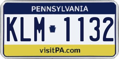 PA license plate KLM1132