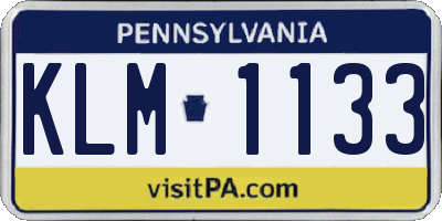 PA license plate KLM1133