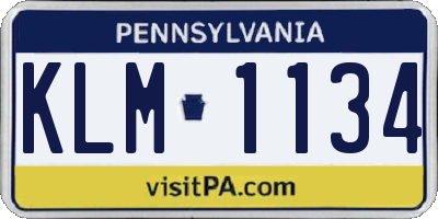 PA license plate KLM1134