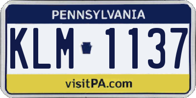 PA license plate KLM1137