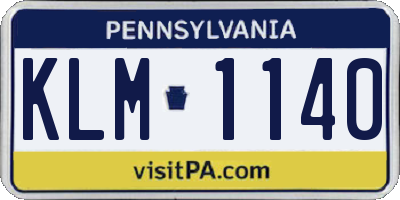 PA license plate KLM1140
