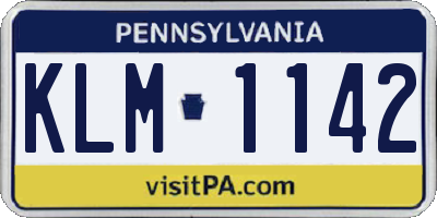 PA license plate KLM1142