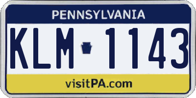 PA license plate KLM1143