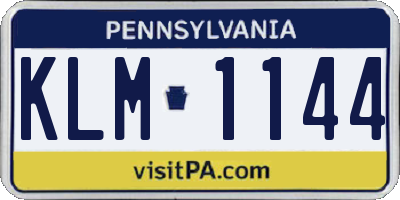 PA license plate KLM1144