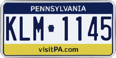PA license plate KLM1145