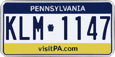 PA license plate KLM1147