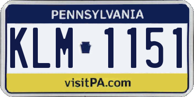PA license plate KLM1151