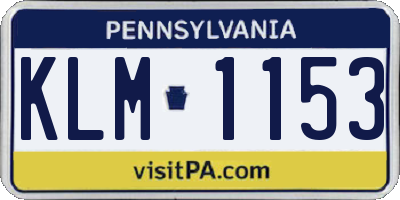 PA license plate KLM1153