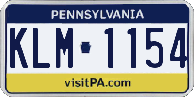 PA license plate KLM1154