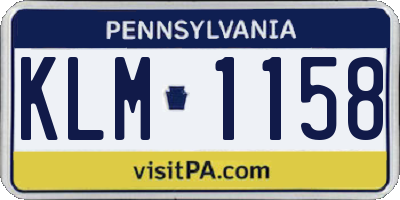 PA license plate KLM1158