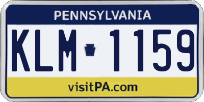 PA license plate KLM1159