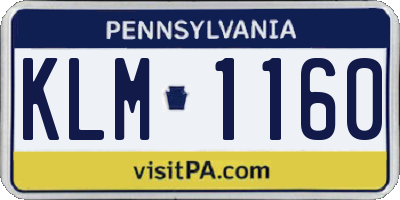 PA license plate KLM1160