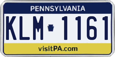 PA license plate KLM1161