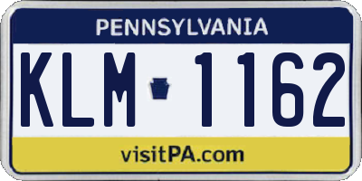 PA license plate KLM1162