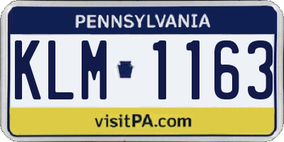 PA license plate KLM1163