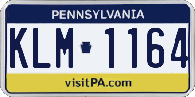 PA license plate KLM1164