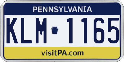 PA license plate KLM1165