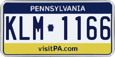 PA license plate KLM1166