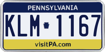 PA license plate KLM1167