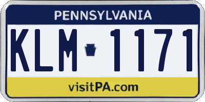 PA license plate KLM1171