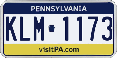 PA license plate KLM1173