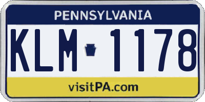 PA license plate KLM1178