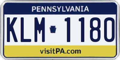 PA license plate KLM1180
