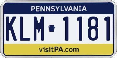 PA license plate KLM1181
