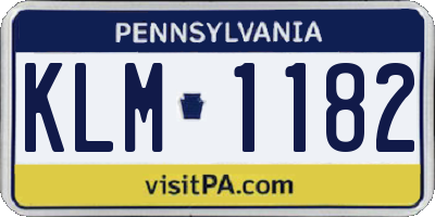 PA license plate KLM1182