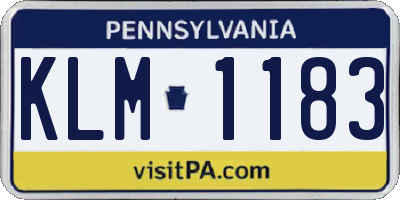 PA license plate KLM1183