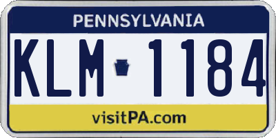 PA license plate KLM1184