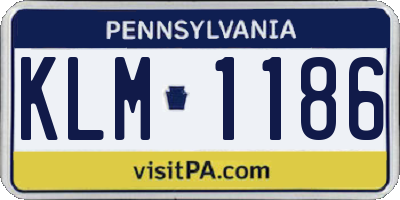 PA license plate KLM1186