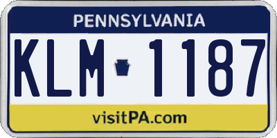 PA license plate KLM1187