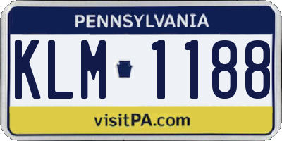 PA license plate KLM1188