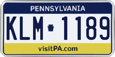 PA license plate KLM1189