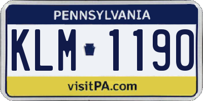 PA license plate KLM1190