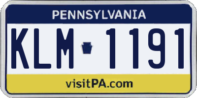 PA license plate KLM1191