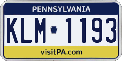 PA license plate KLM1193