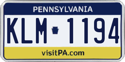 PA license plate KLM1194