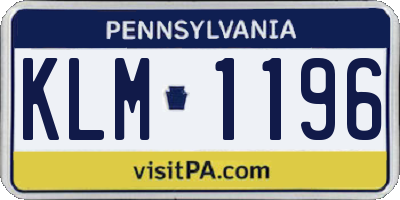 PA license plate KLM1196