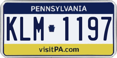 PA license plate KLM1197