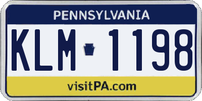 PA license plate KLM1198